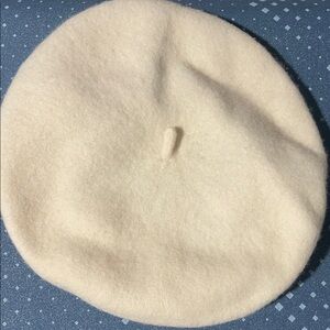 Cream Faux Wool Beret